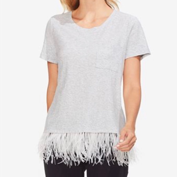 Vince Camuto Tops - Vince Camuto 1X Heather Gray Feather Pocket Shirt